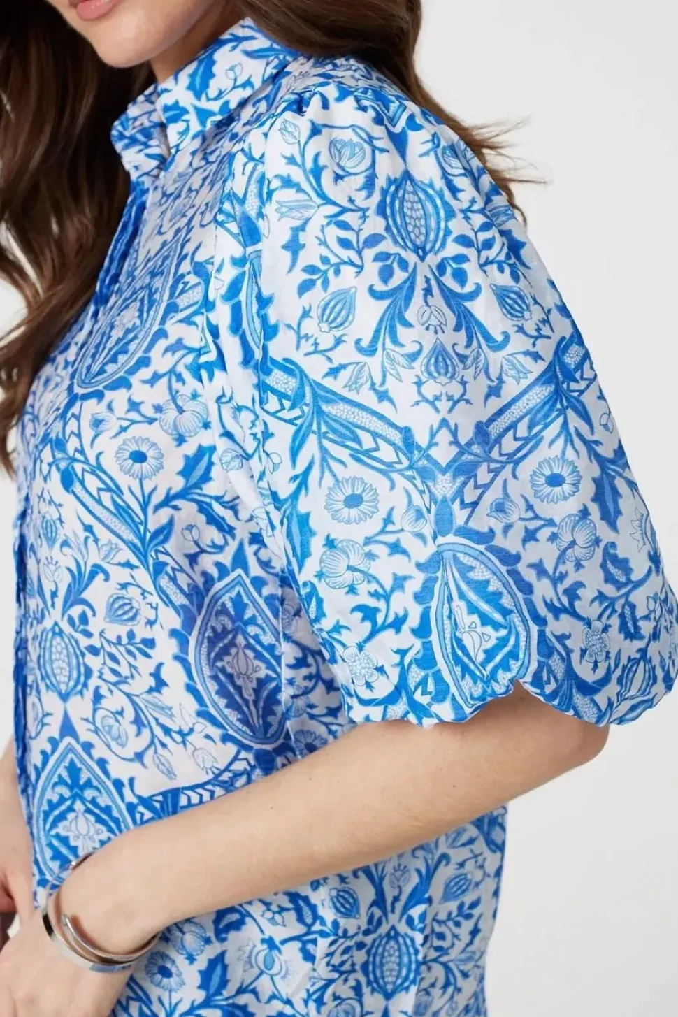 Paisley Print Puff 1/2 Sleeve Shirt