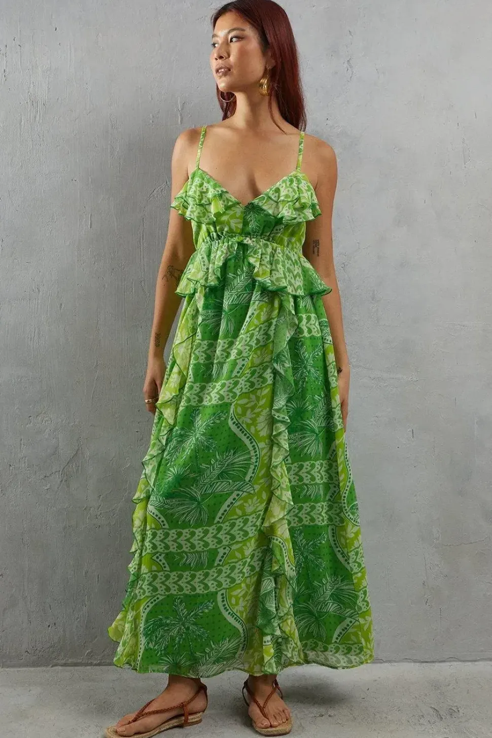 Paisley Ruffle Maxi Sundress