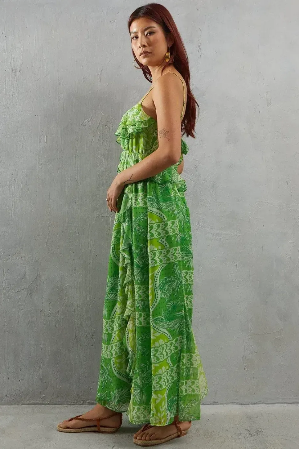 Paisley Ruffle Maxi Sundress