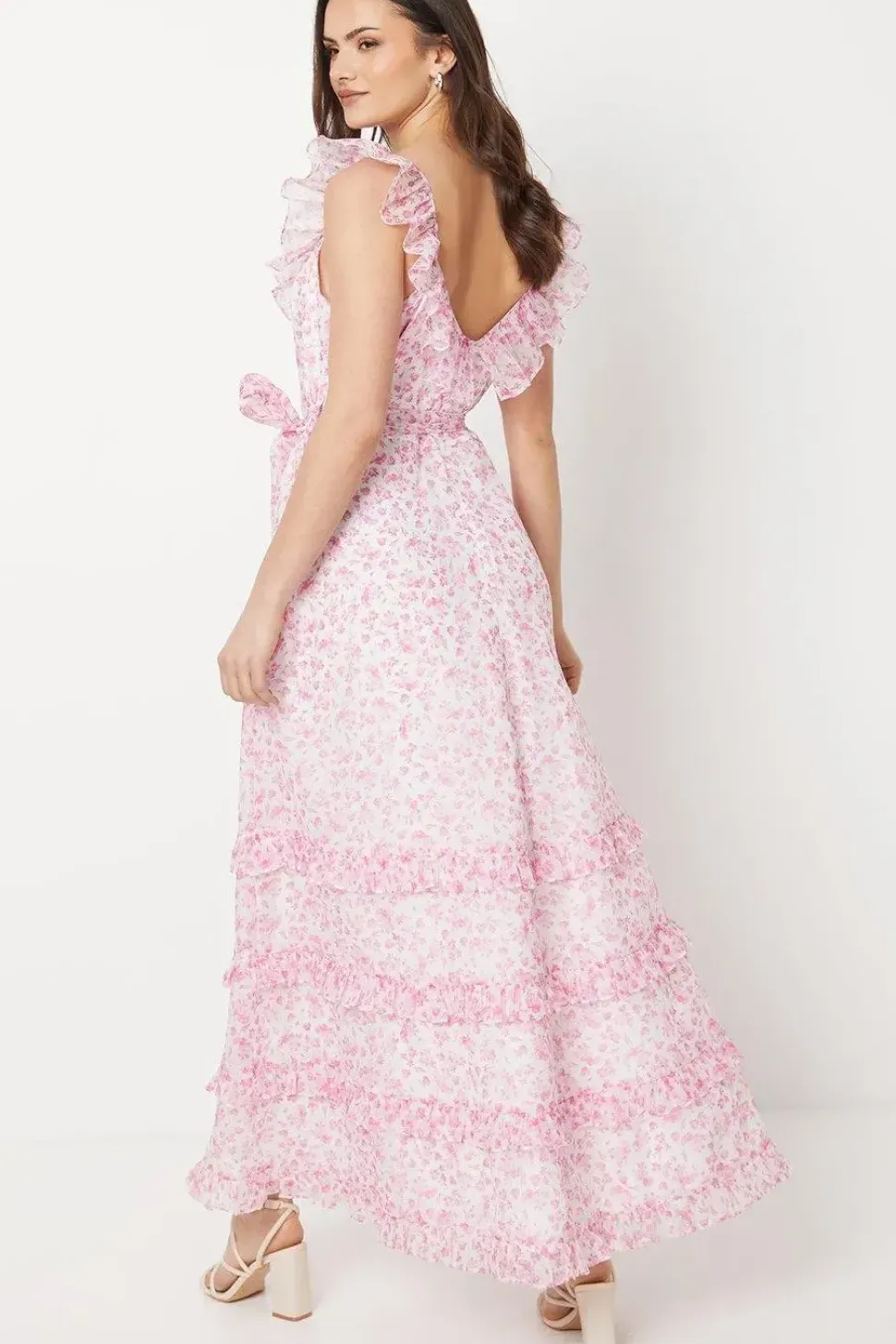 Paisley Ruffle Organza Maxi Dress