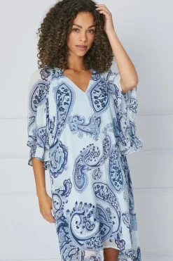 Paisley Ruffle Sleeve Shift Dress