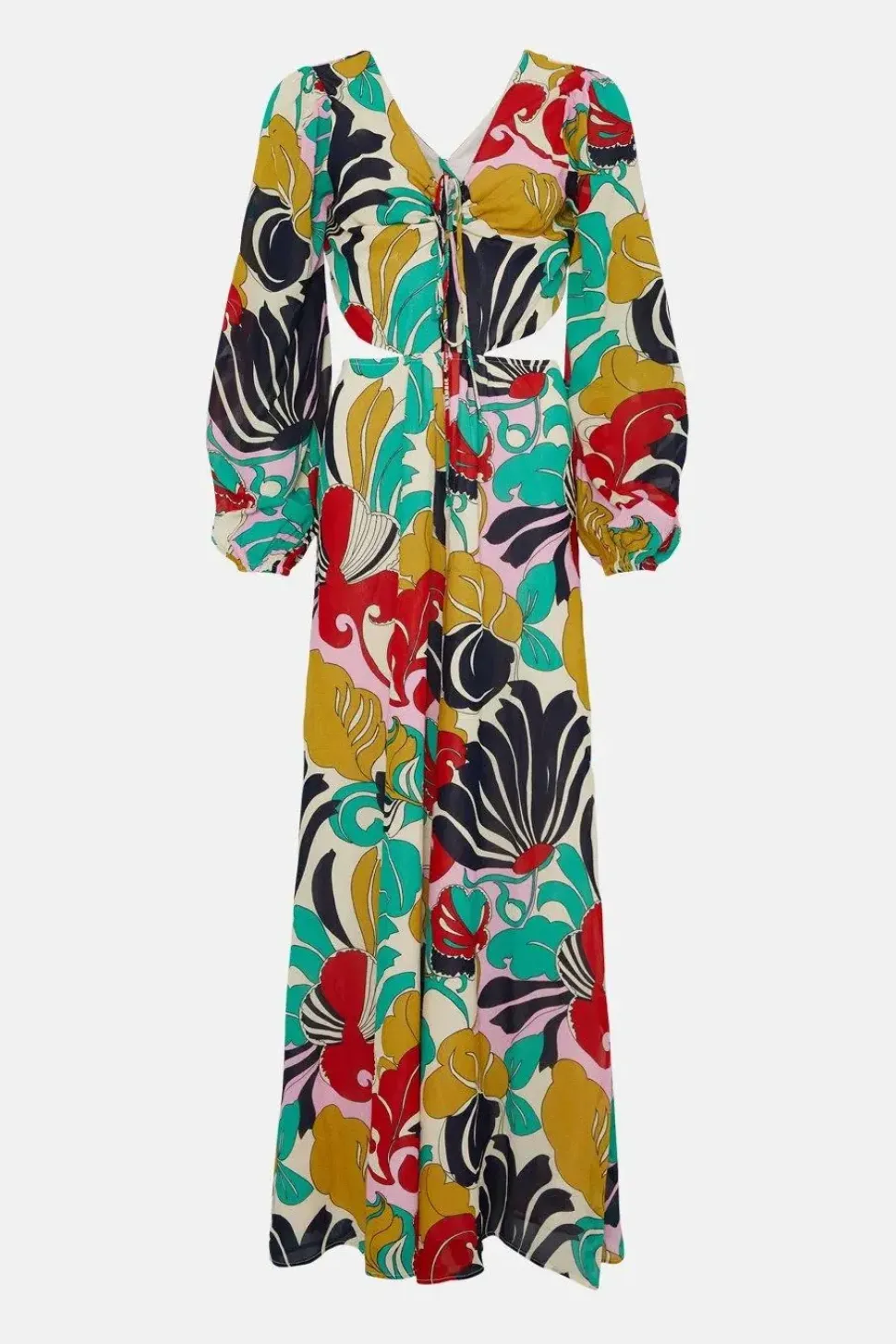 Paisley Swirl Printed Tie Neck Wide Leg Jumpsuit
