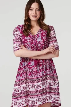 Paisley Tassel Tie Short Dress