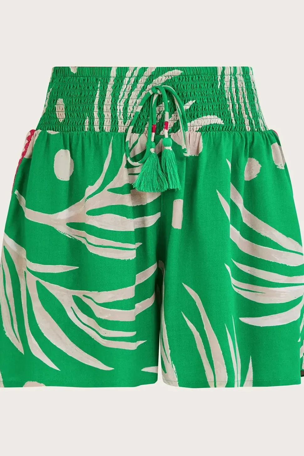 Palm Print Crochet Trim Shorts