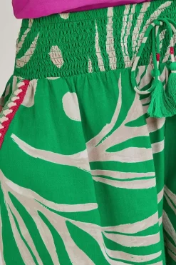 Palm Print Crochet Trim Shorts