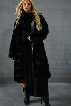 Panelled Faux Fur Coat