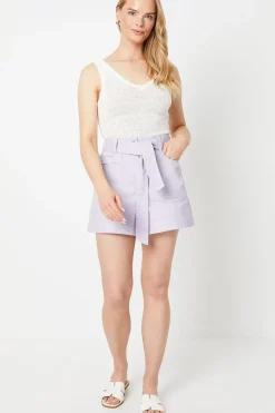 Paperbag Denim Shorts