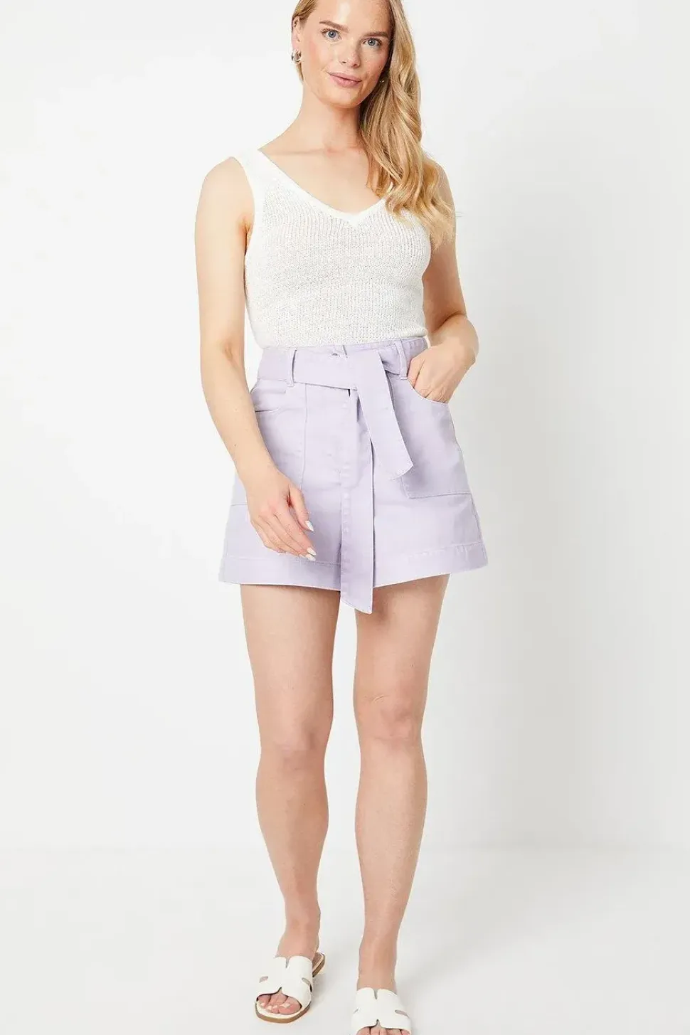Paperbag Denim Shorts