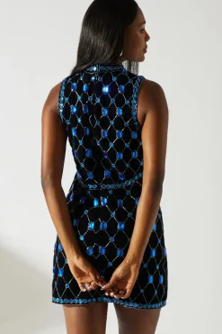 Party Blue Jewel Mini Dress