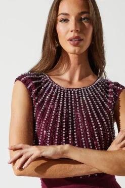 Party Diamante Chiffon Pleated Jumpsuit