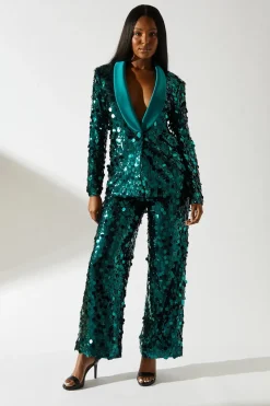 Party Disc Sequin Satin Trim Blazer
