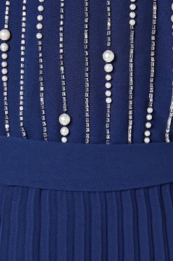 Party Embellished Long Sleeve Pleated Jumpsuit