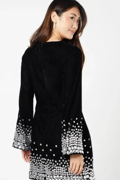 Party Jewel Velvet Long Sleeve Mini Dress