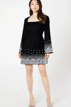 Party Jewel Velvet Long Sleeve Mini Dress