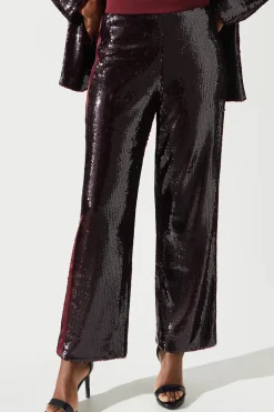 Party Sequin Satin Burgundy Trouser