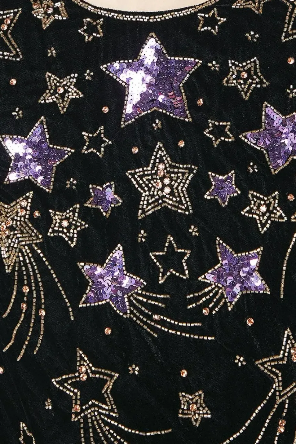 Party Sequin Star Long Sleeve Velvet Mini Swing Dress