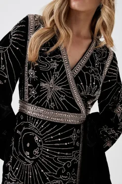 Party Sequin Velvet Wrap Mini Dress