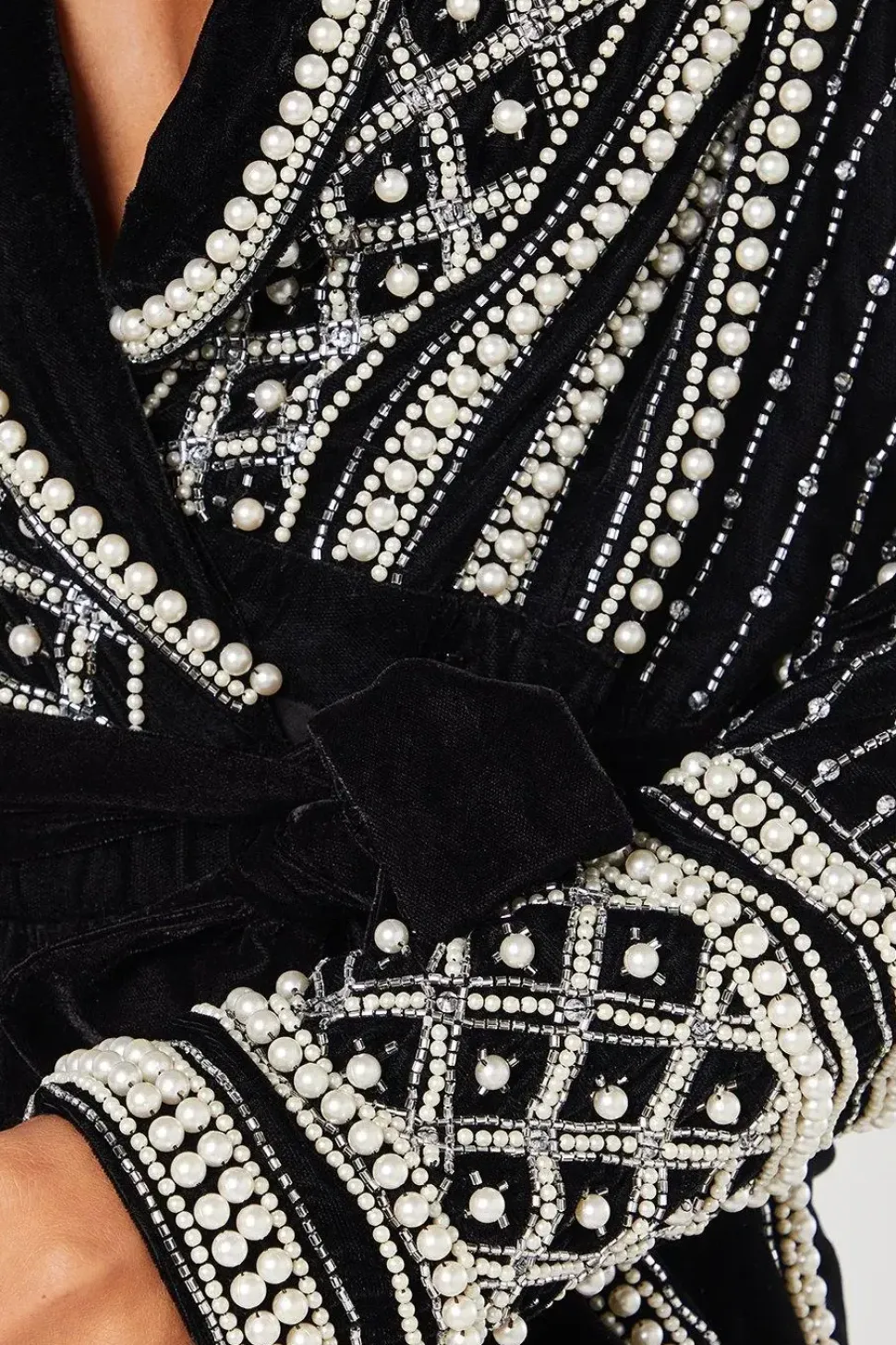 Party Velvet Embellished Long Sleeve Jumpsuit