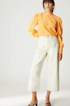 Patch Pocket Wide Leg Crop Trousers