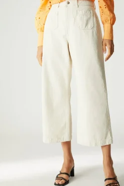 Patch Pocket Wide Leg Crop Trousers