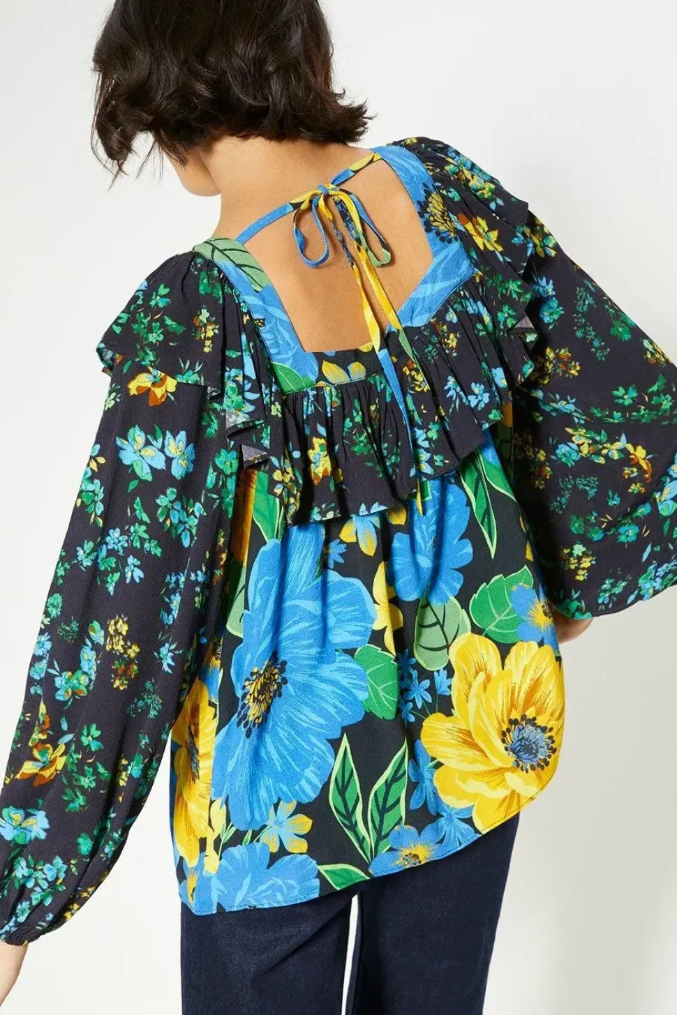 Patch Print Bold Floral Blouse