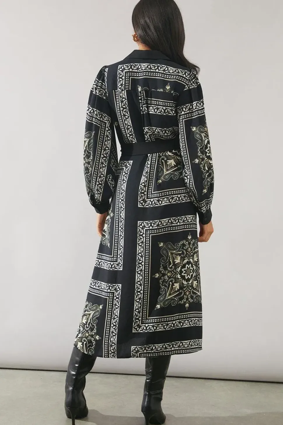 Patchwork Contrast Placket Shirt Dress