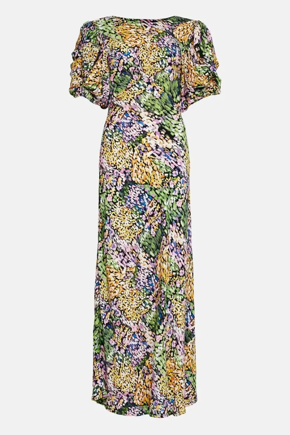 Patchwork Ditsy Puff Sleeve Maxi Dress
