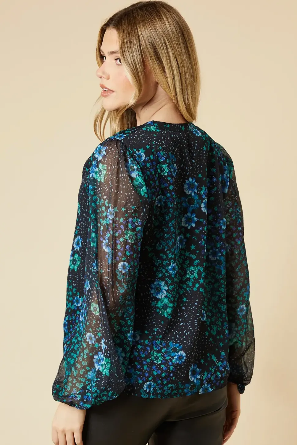 Patchwork Floral Chiffon Overhead Shirt