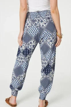 Patchwork Print High Waist Harem Pants