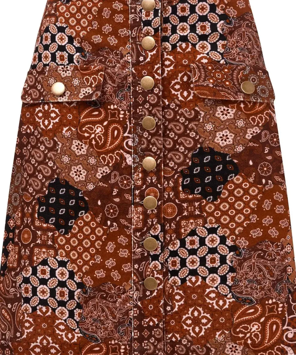 Patchwork Stretch A-Line Mini Skirt