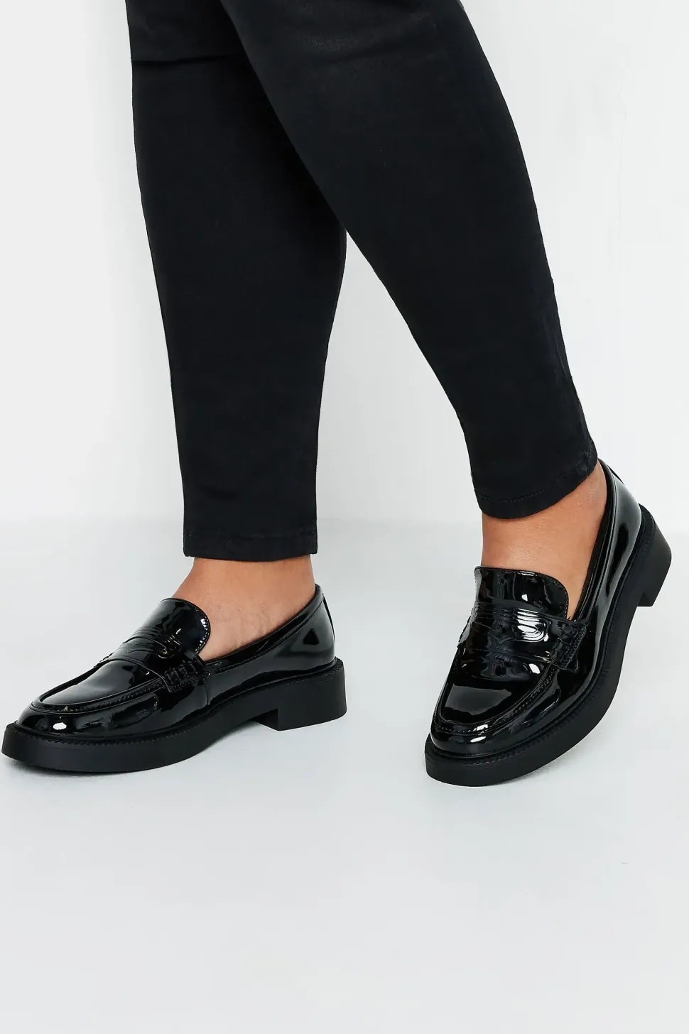 Patent Chunky Loafers In Wide Fit