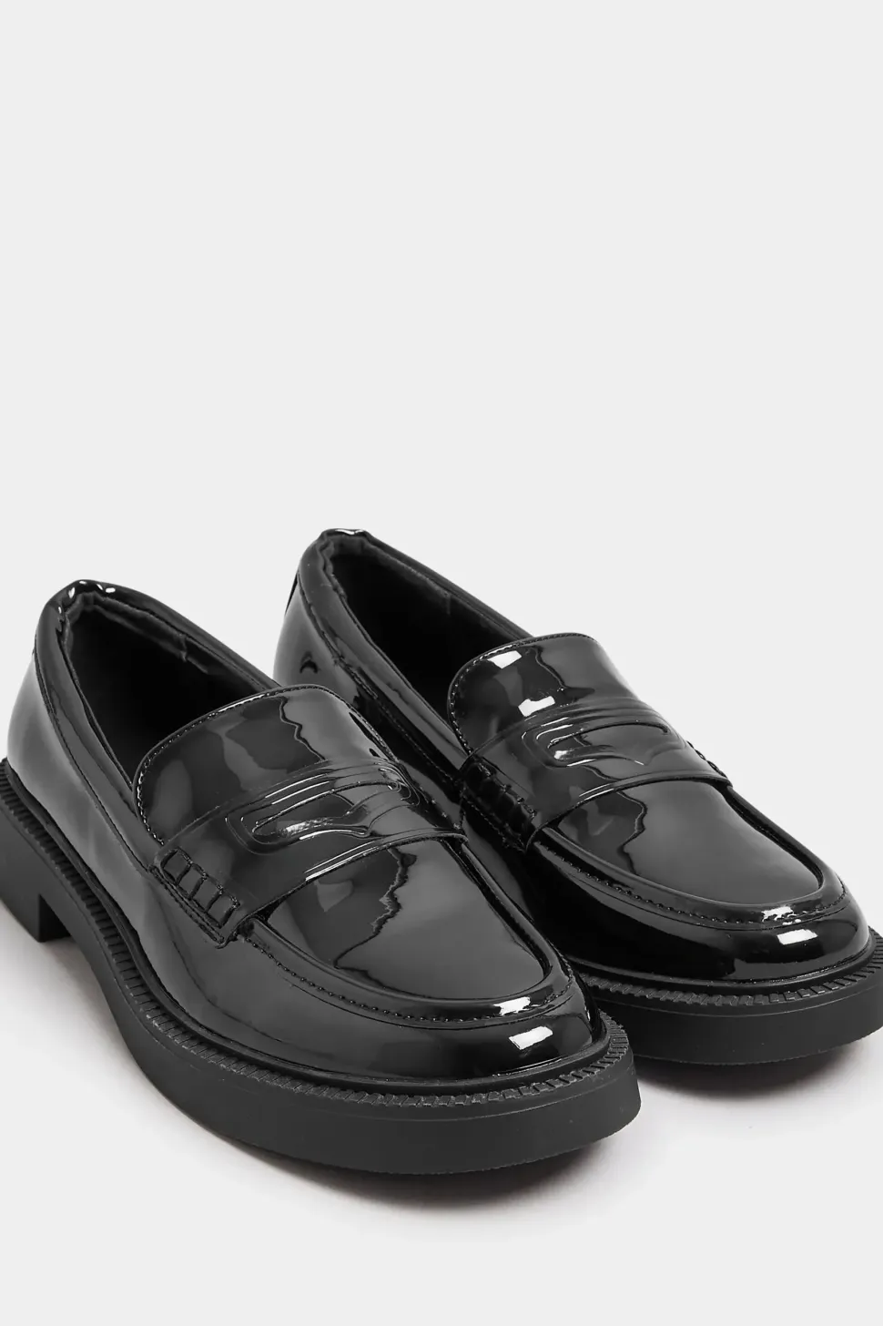 Patent Chunky Loafers In Wide Fit