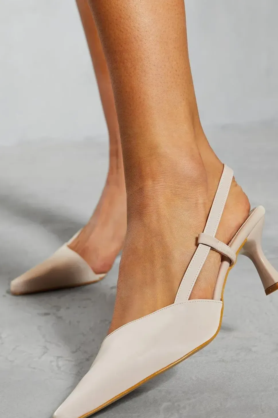 Patent Sling Back Kitten Heel Court Shoes