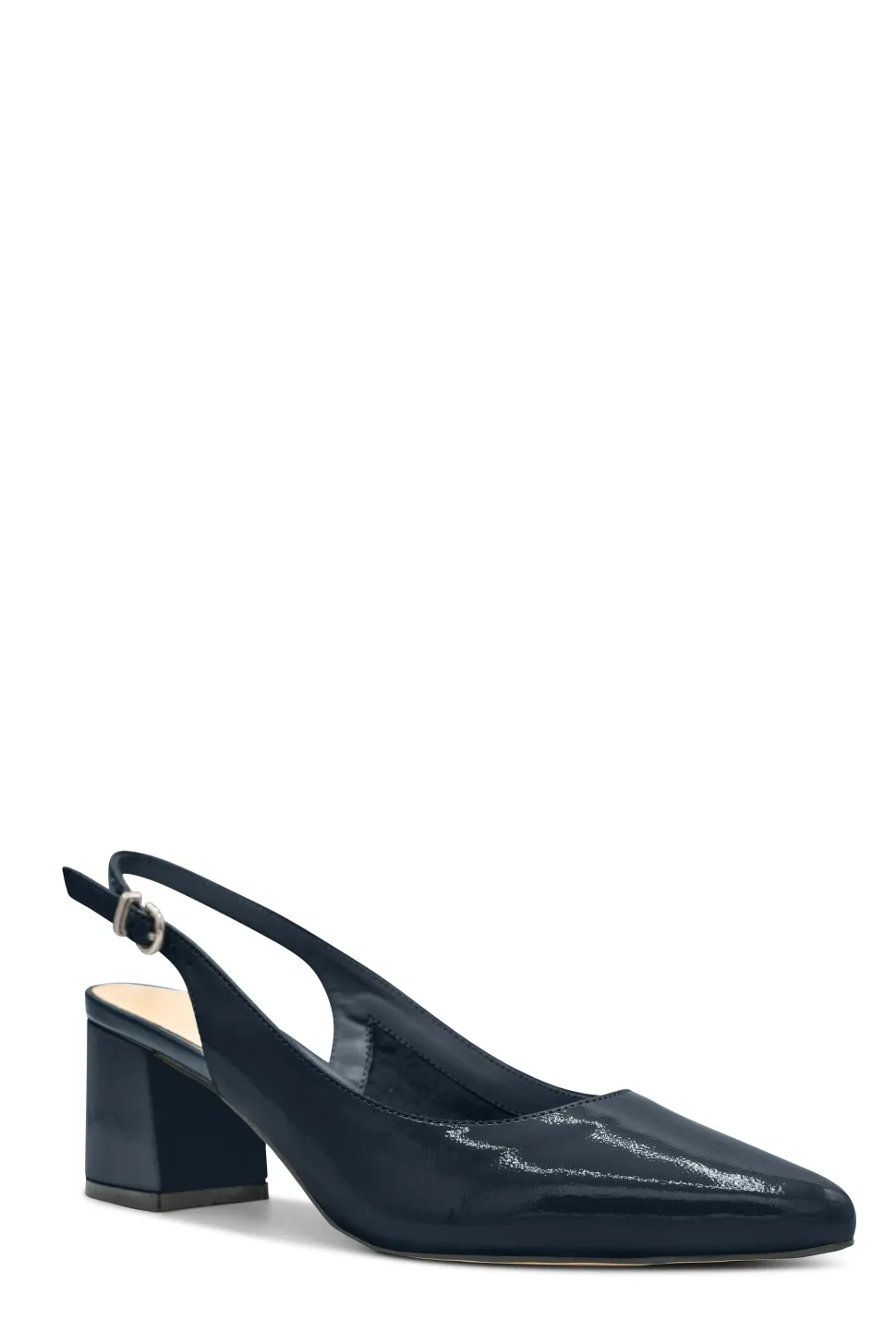 Patent 'Isabel' Mid Block Heel Slingback Court Shoe