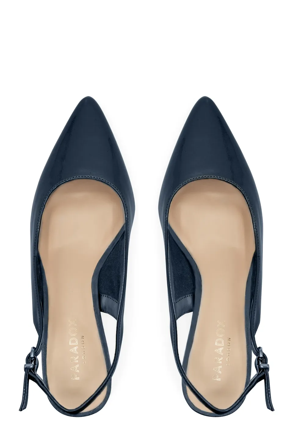 Patent 'Isabel' Mid Block Heel Slingback Court Shoe