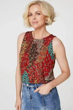 Peacock Print Jersey Vest Top