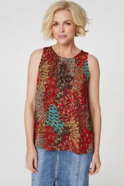 Peacock Print Jersey Vest Top