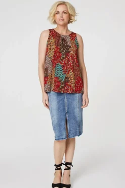 Peacock Print Jersey Vest Top
