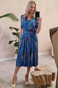 Peacock Print Wrap Front Dress