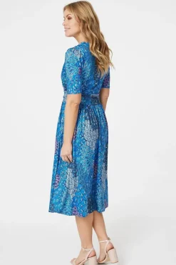 Peacock Print Wrap Front Dress
