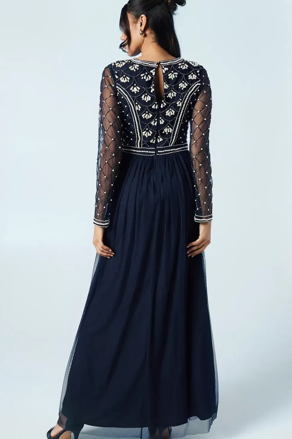 Pearl Drop Long Sleeve Two In One Bridesmaids Dress