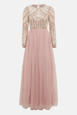 Pearl Embellished Bodice Bridesmaid Tulle Skirt Dress