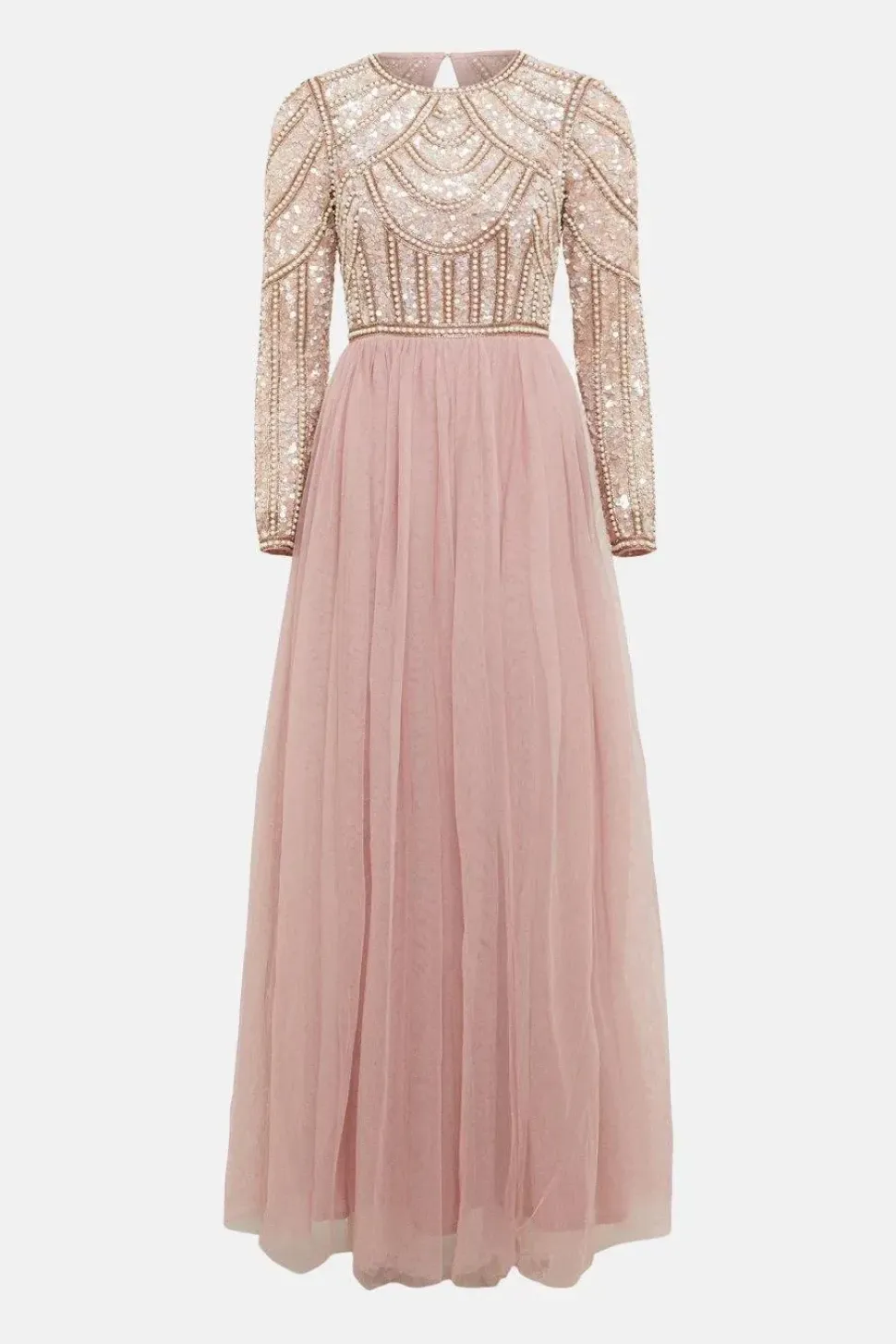 Pearl Embellished Bodice Bridesmaid Tulle Skirt Dress