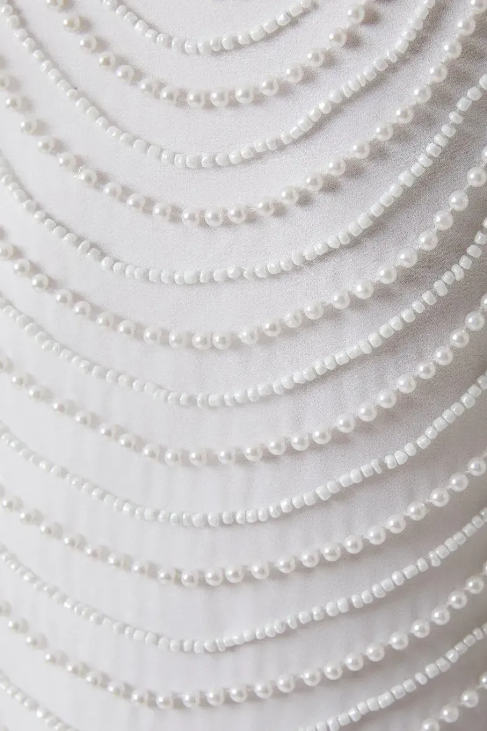 Pearl Embellished Cowl Neck Wedding Dress