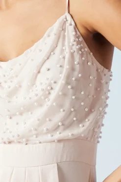 Pearl Embellished Strappy Bridesmaids Dress