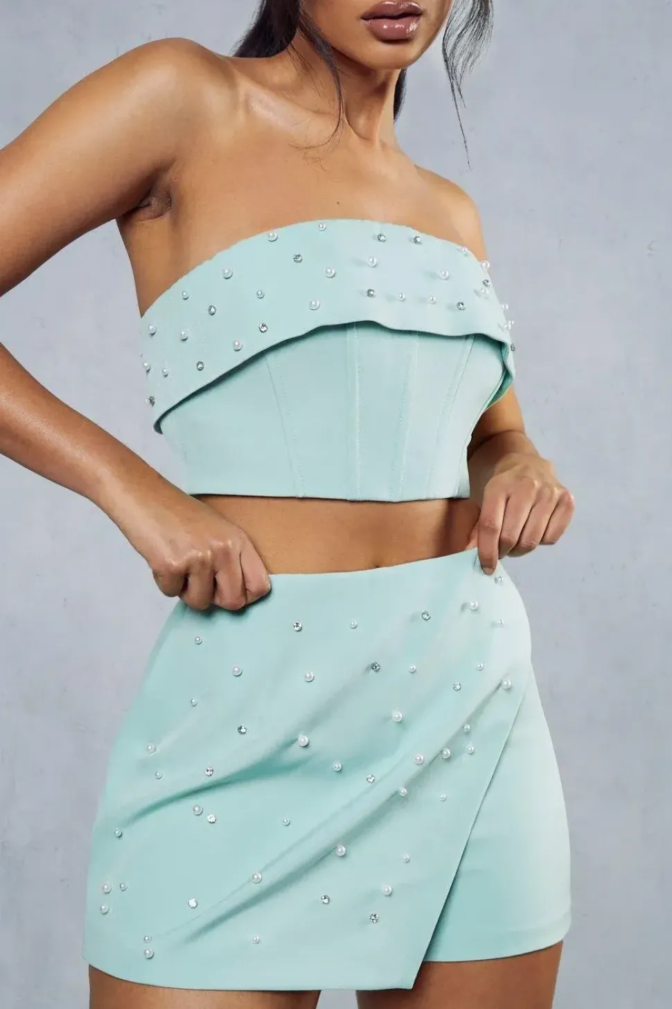 Pearl Embellished Tailored Skort