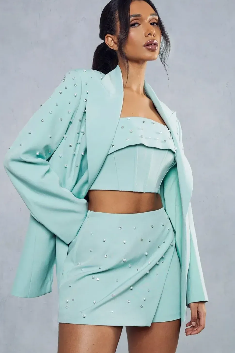 Pearl Embellished Tailored Skort
