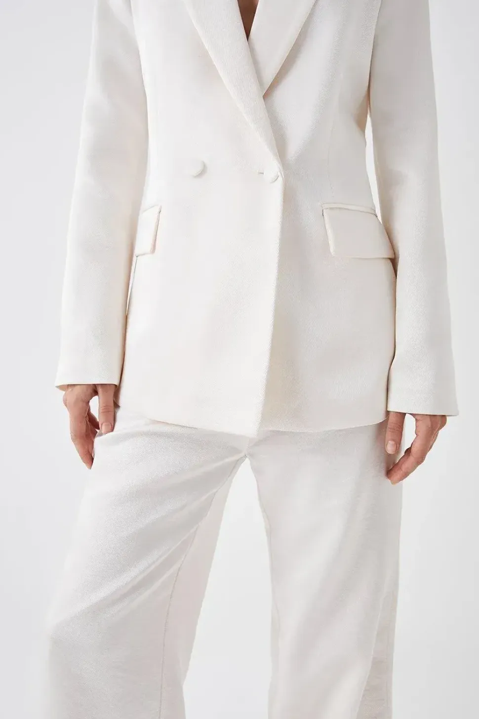 Pearlescent Premium Satin Double Breasted Blazer