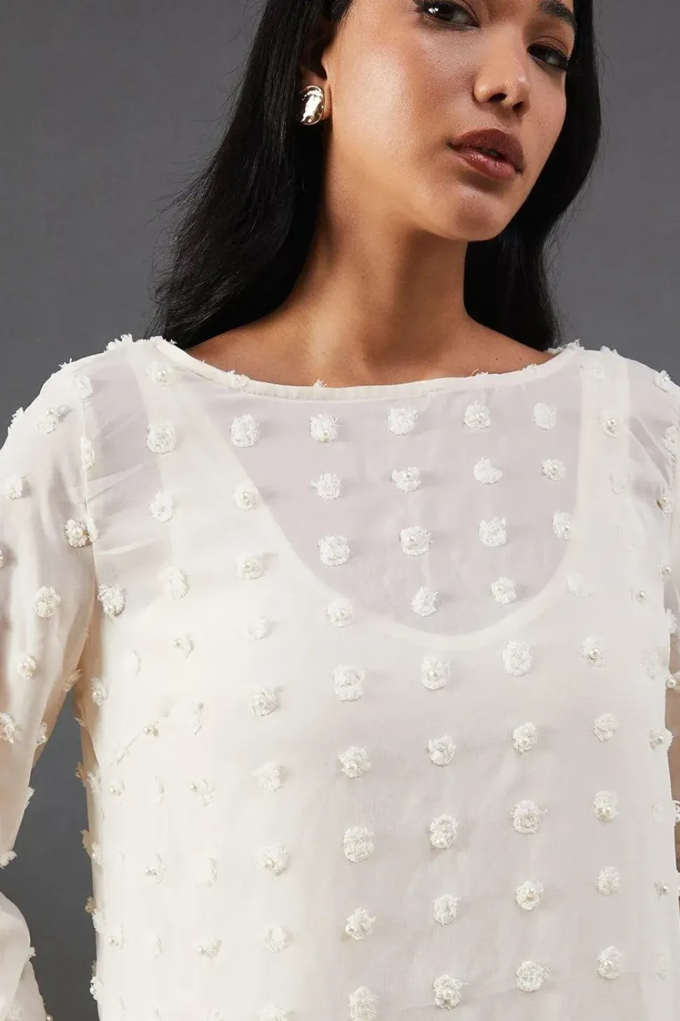 Pearl Tufted Dobby Chiffon Midaxi Dress