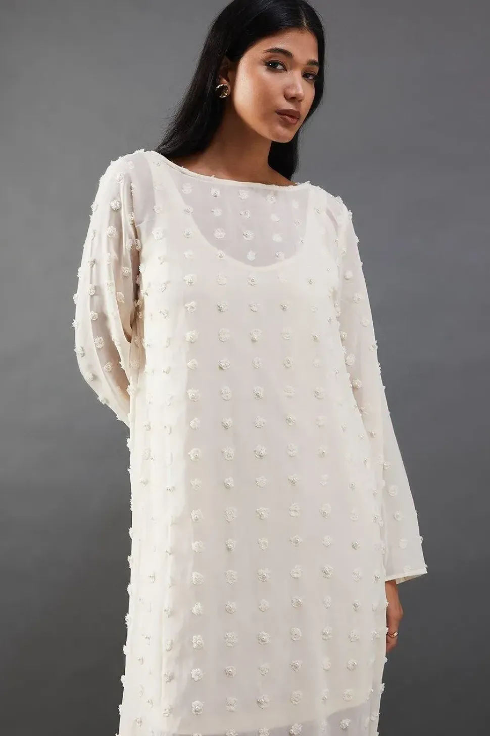Pearl Tufted Dobby Chiffon Midaxi Dress